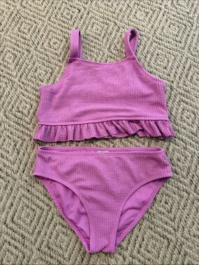 Girls' Purple Ruffle Two-Piece Swim Bikini